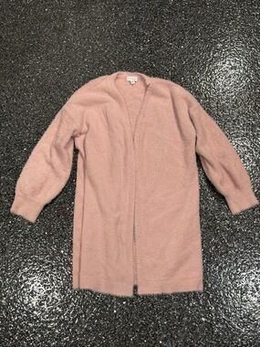 Olivia Sky Pink Fuzzy Open Front Women’s Medium Cardigan Sweater